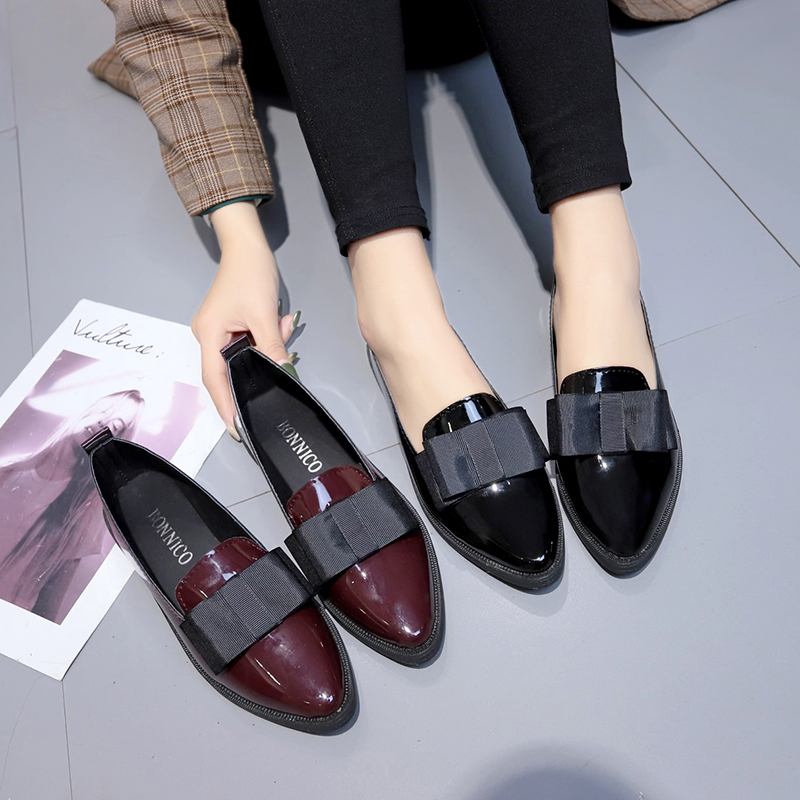 Summer Clothing Stores - Black/ Wine Red Patent Leather Pointed