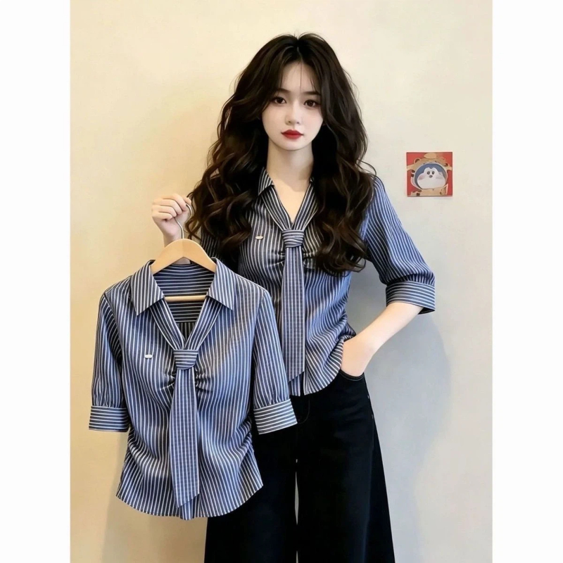 Summer Clothing Trends For Women - Polo Neck Lacing Short Sleeve Slim