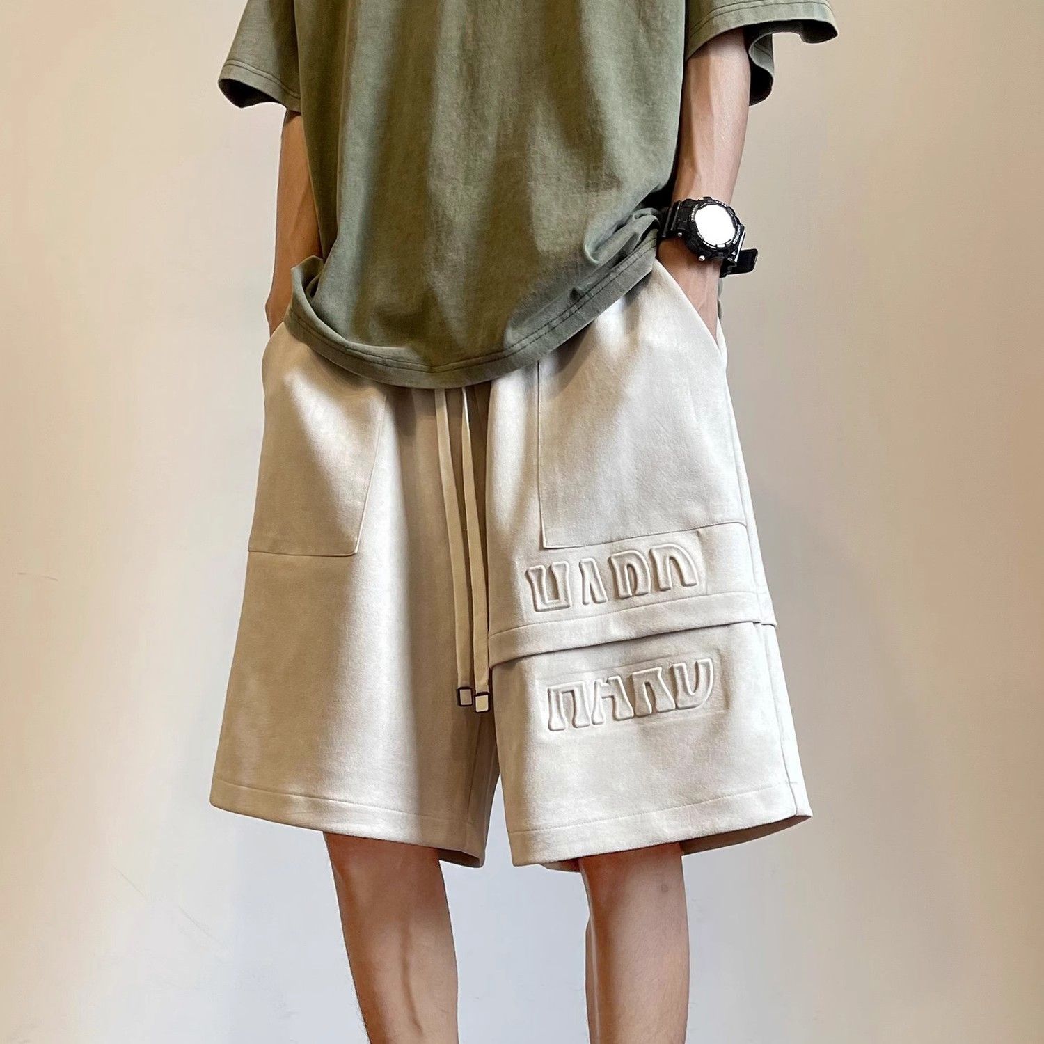 Summer Clothing Deals - Men's Shorts Letter Splicing Baggy Drawstring