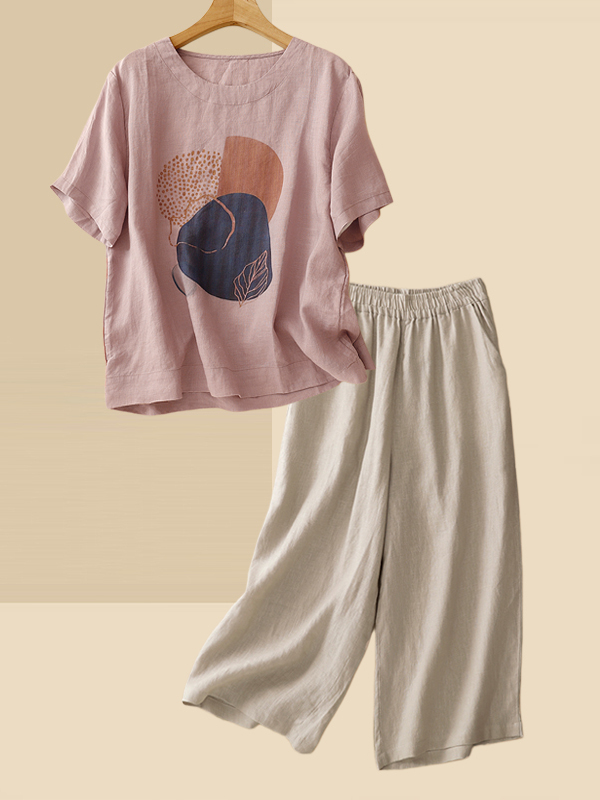 Summer Clothing For Women Over 60 - Retro Linen Short Sleeve T-Shirt Top