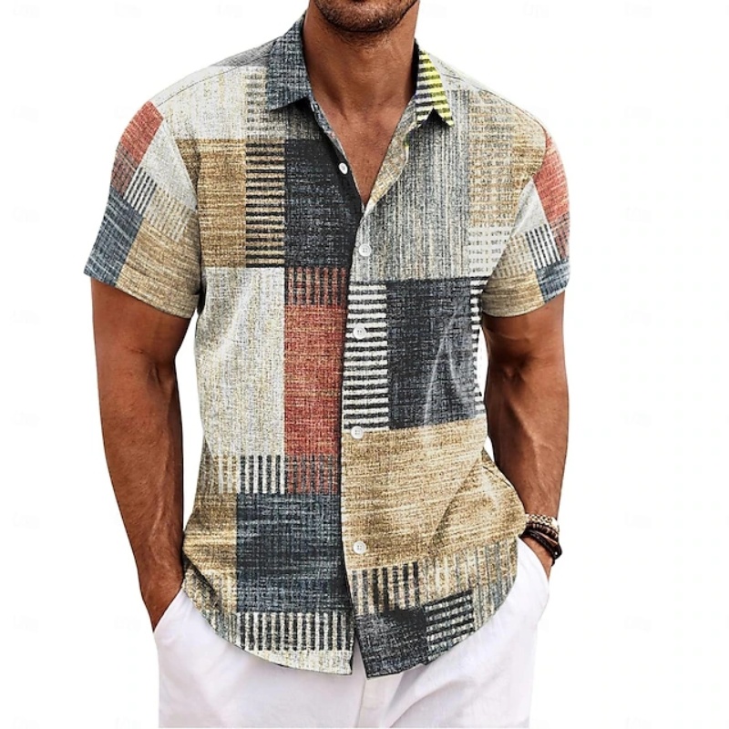 Summer Vacation Clothing Men - Men's Summer Shirt Vintage Patchwork Printed
