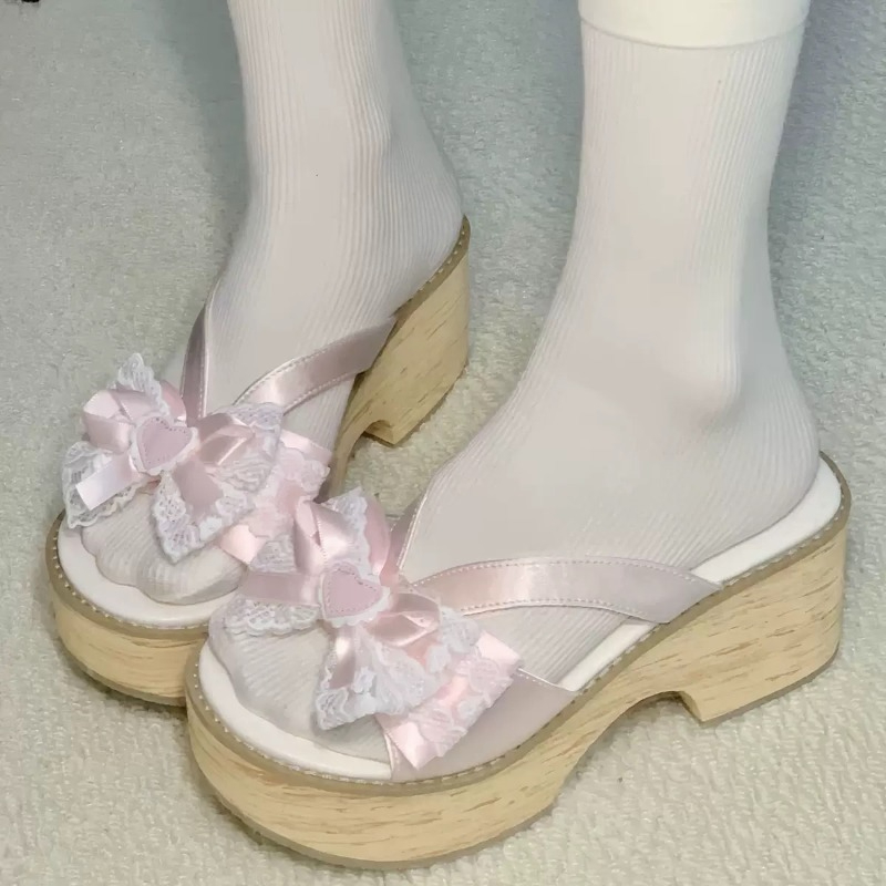 Summer Clothing Stores - Sweet Bow Wood Grain Thick Bottom