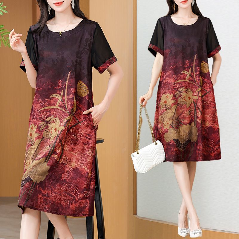Summer Clothing For Women Over 60 - Elegant Mid-Length Printed Dress Mommy Style