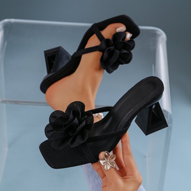Summer Clothing Stores - Womens 3D Flower Decor Sandals Triangular