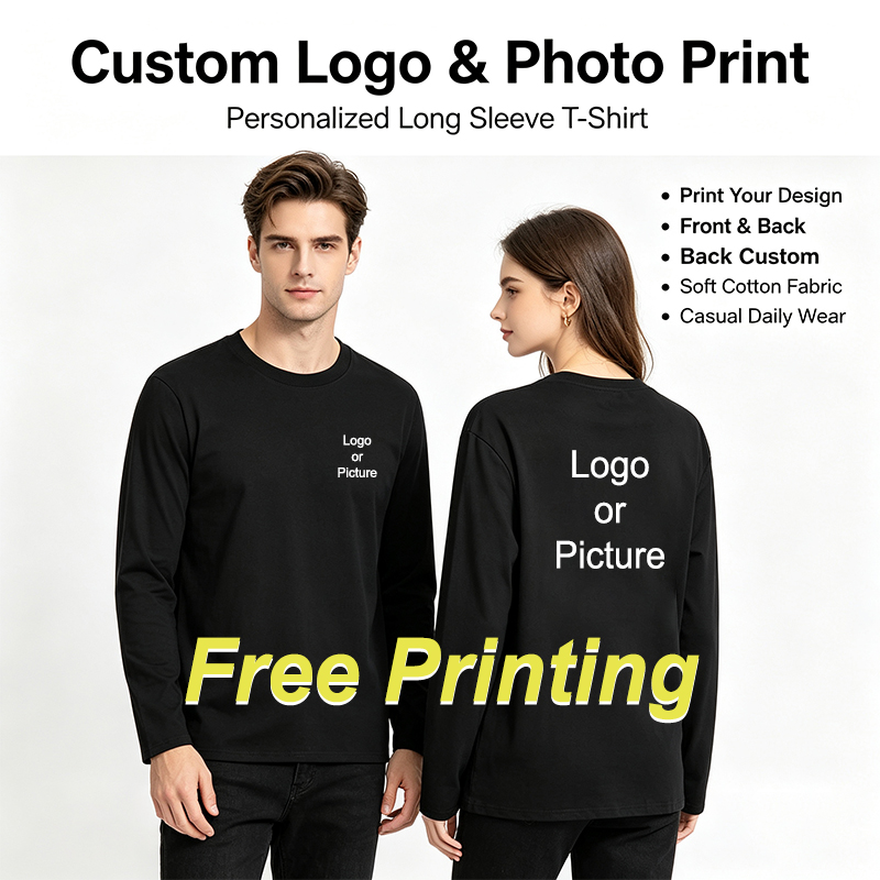 Summer Clothing For Young Men - Customized Cotton Long Sleeve T-shirts Men