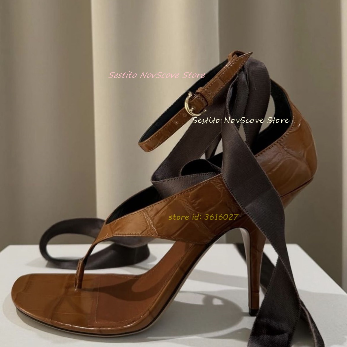 Summer Clothing Stores - Brown Open Toe Lace Up Sandals