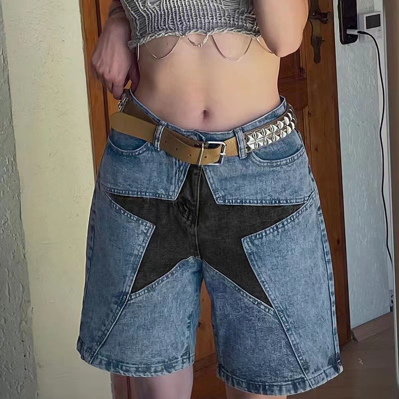 Summer Clothing Vintage - Stars Patchwork Women Short Jeans Vintage