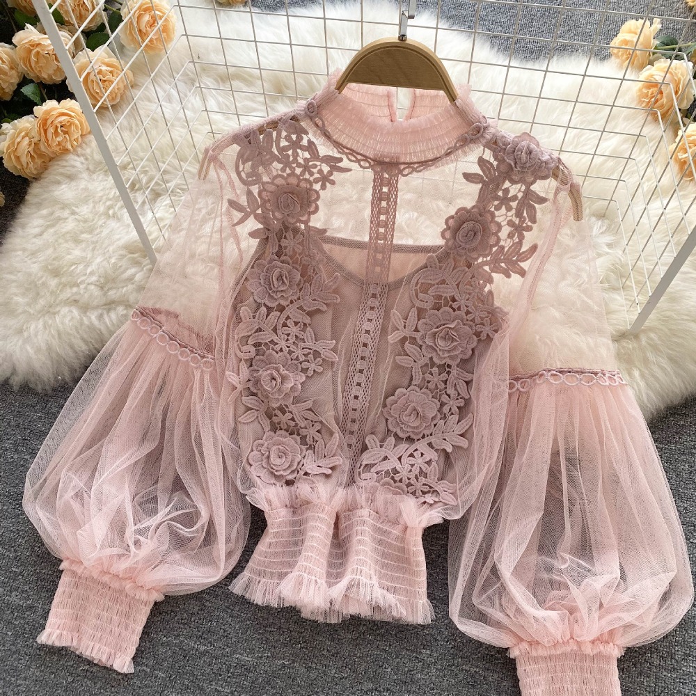 2Pcs/Set Lace Puff Long Sleeve - Summer Clothing Vintage 评论和价格