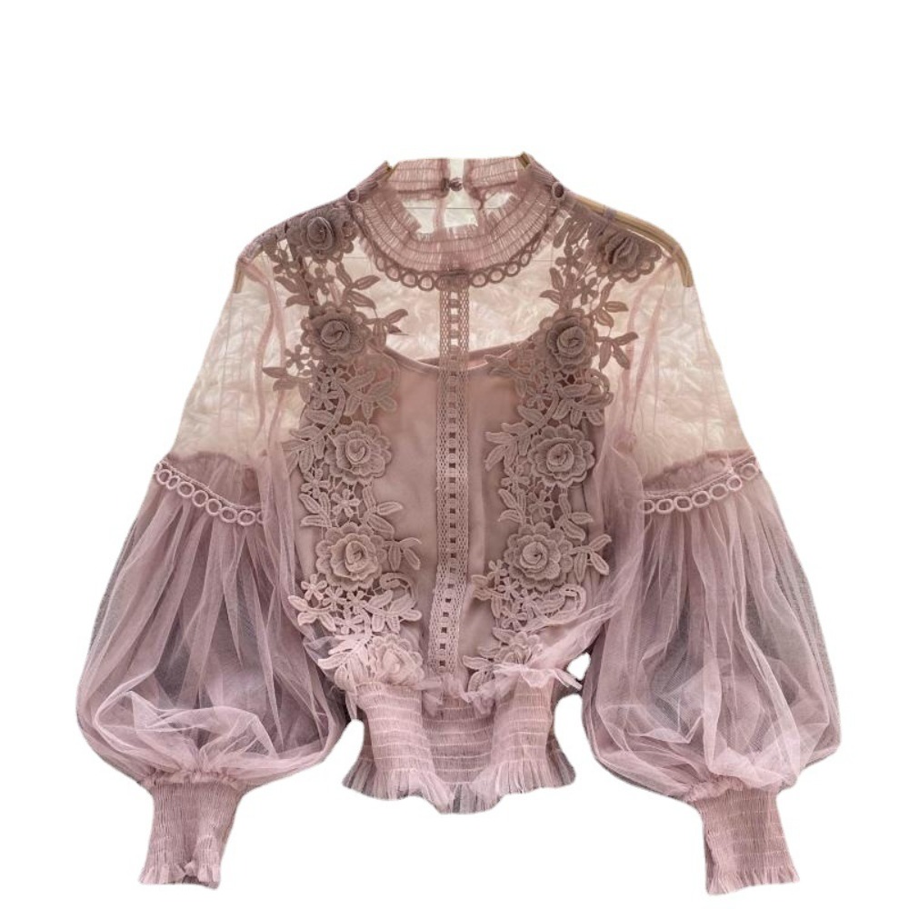 2Pcs/Set Lace Puff Long Sleeve - Summer Clothing Vintage 评论和价格