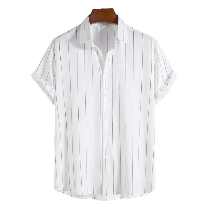 Men's Striped Casual Shirt Min - Summer Vacation Clothing Men 评论和价格