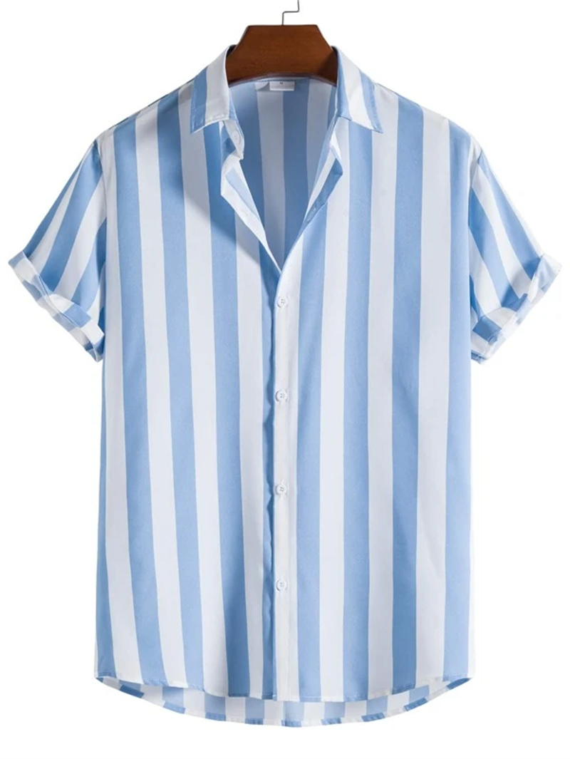Men's Striped Casual Shirt Min - Summer Vacation Clothing Men 评论和价格