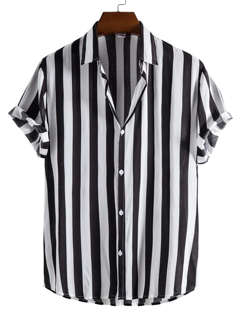 Men's Striped Casual Shirt Min - Summer Vacation Clothing Men 评论和价格