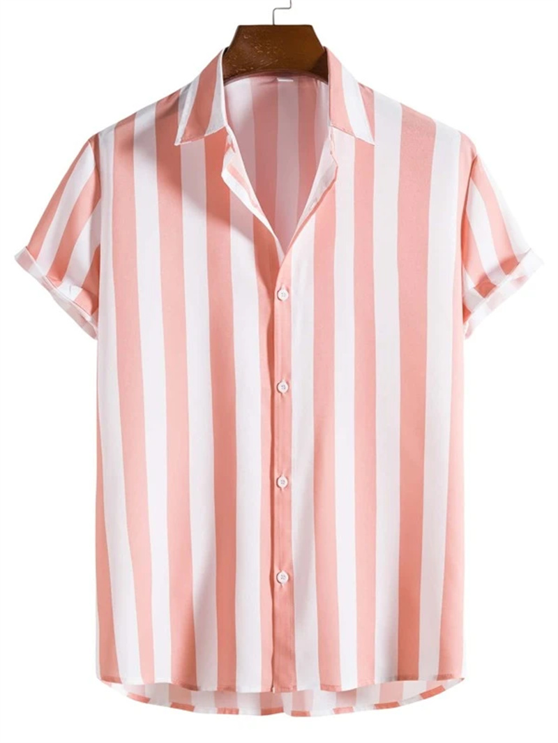 Men's Striped Casual Shirt Min - Summer Vacation Clothing Men 评论和价格