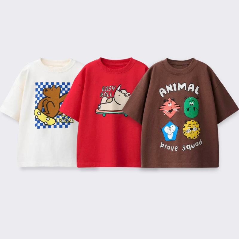 Printed Cartoon T-shirt For Ki - Summer Clothing For Baby Boy 评论和价格