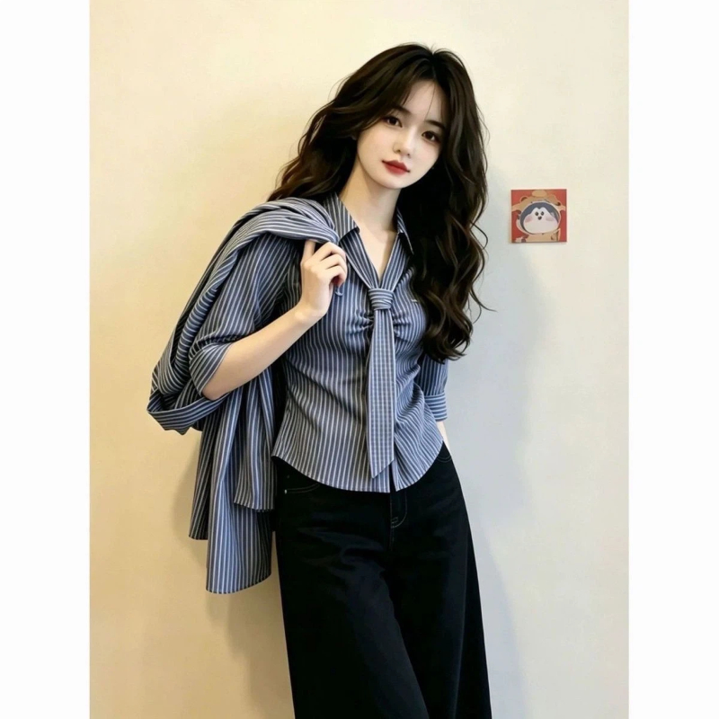 Polo Neck Lacing Short Sleeve  - Summer Clothing Trends For Women 评论和价格