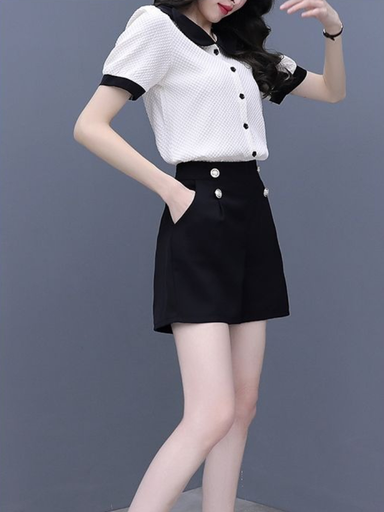 Contrast Color Button Short Se - Summer Clothing Trends For Women 评论和价格