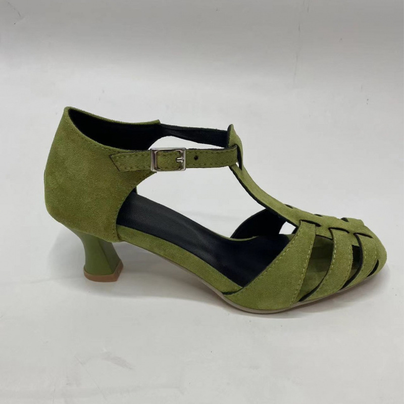 Women's Green Suede Kitten Hee - Summer Clothing Stores 评论和价格