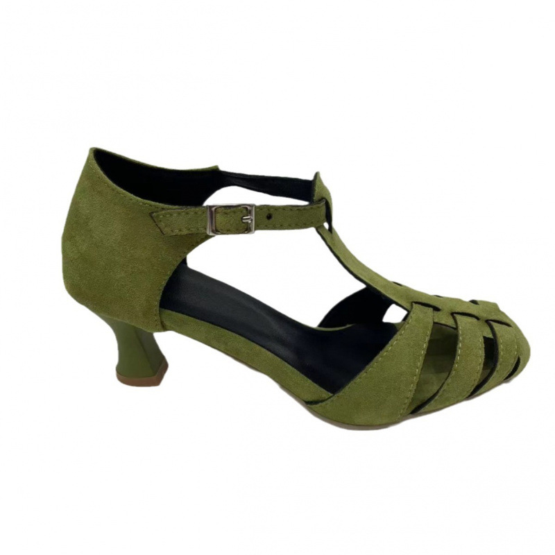 Women's Green Suede Kitten Hee - Summer Clothing Stores 评论和价格