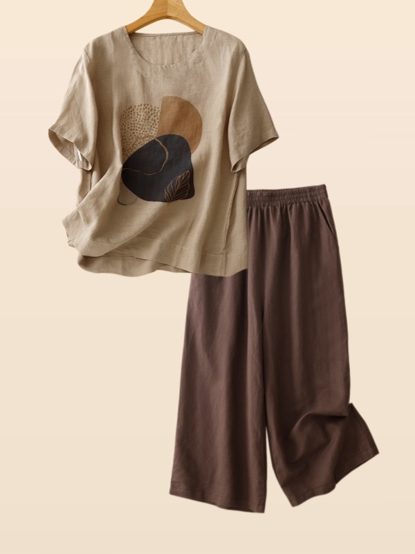 Retro Linen Short Sleeve T-Shi - Summer Clothing For Women Over 60 评论和价格
