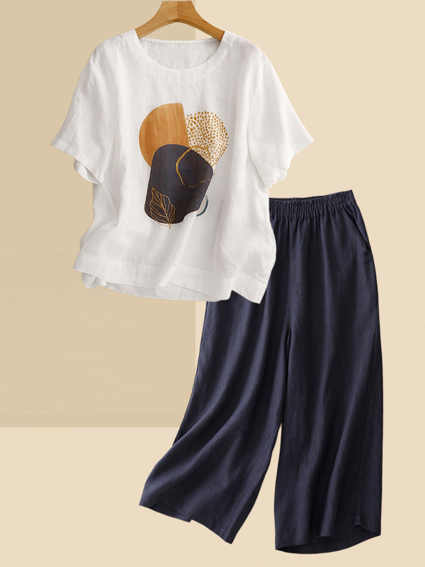 Retro Linen Short Sleeve T-Shi - Summer Clothing For Women Over 60 评论和价格