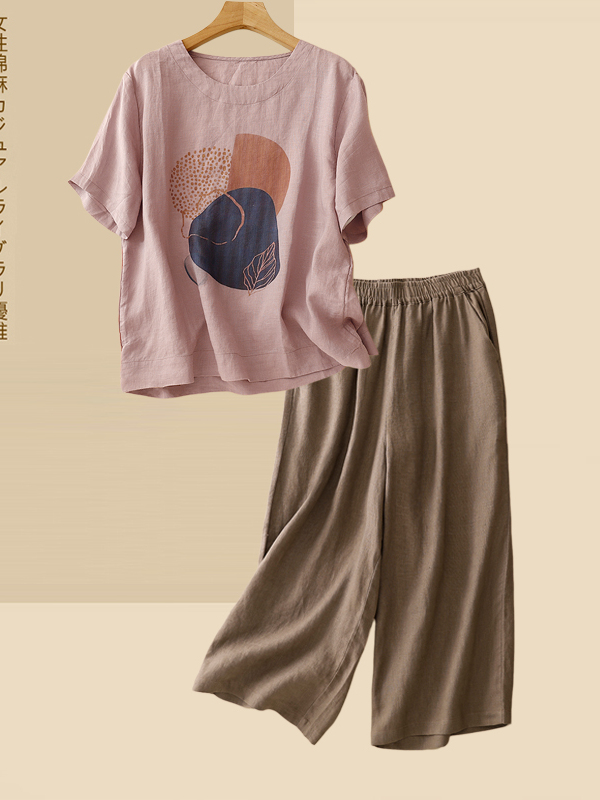 Retro Linen Short Sleeve T-Shi - Summer Clothing For Women Over 60 评论和价格
