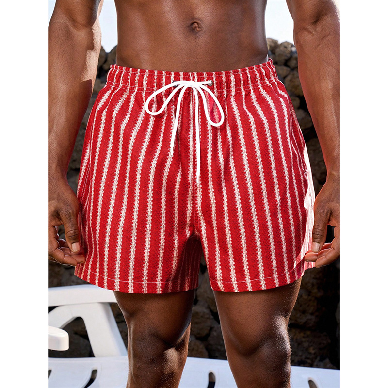 Thin Vertical Stripes Print Be - Summer Vacation Clothing Men 评论和价格
