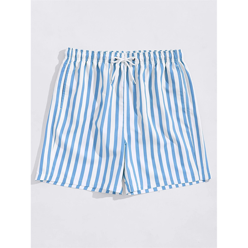 Thin Vertical Stripes Print Be - Summer Vacation Clothing Men 评论和价格