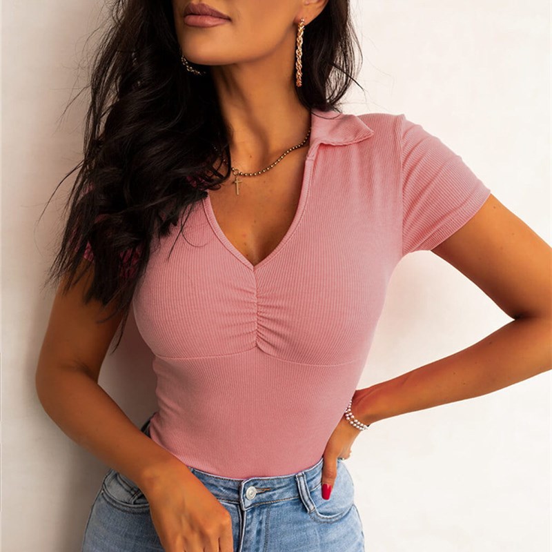 Women Turndown Collar Short-Sl - Summer Clothing Deals 评论和价格