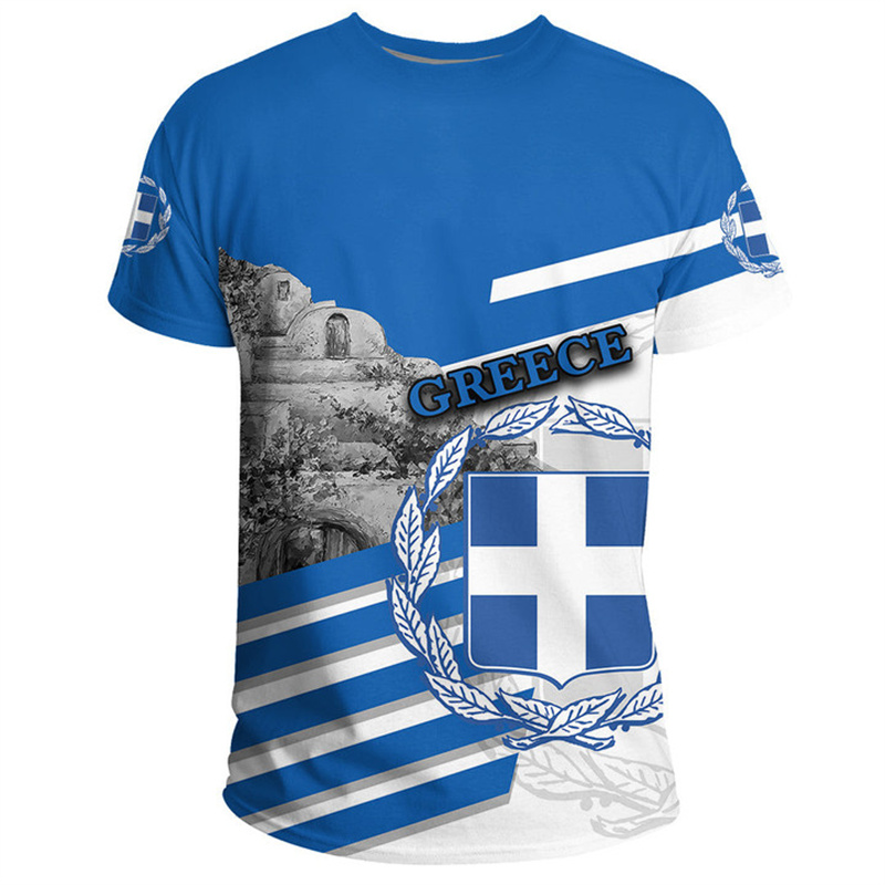 Greece Flag Map 3d Printed T S - Summer Clothing For Greece 评论和价格