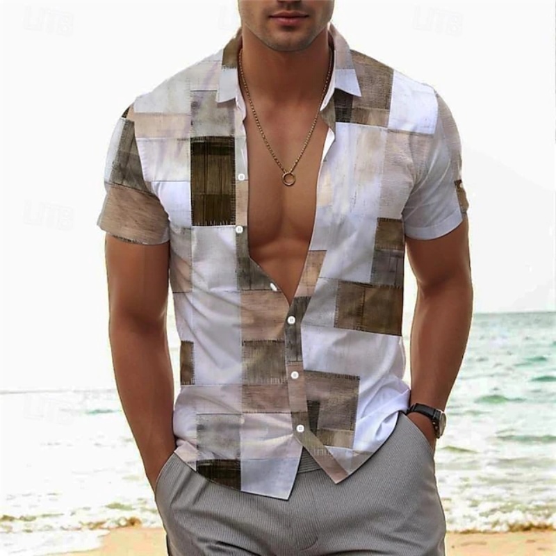 Men's Summer Shirt Vintage Pat - Summer Vacation Clothing Men 评论和价格