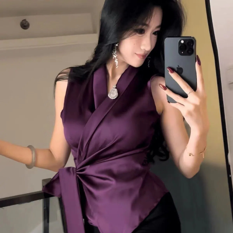 Temperament V Neck Bandage Sle - Summer Clothing Trends For Women 评论和价格