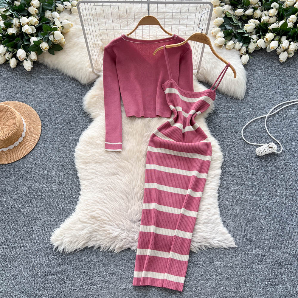 sexy basics striped Knit  slim - Summer Vacation Clothing Women 评论和价格