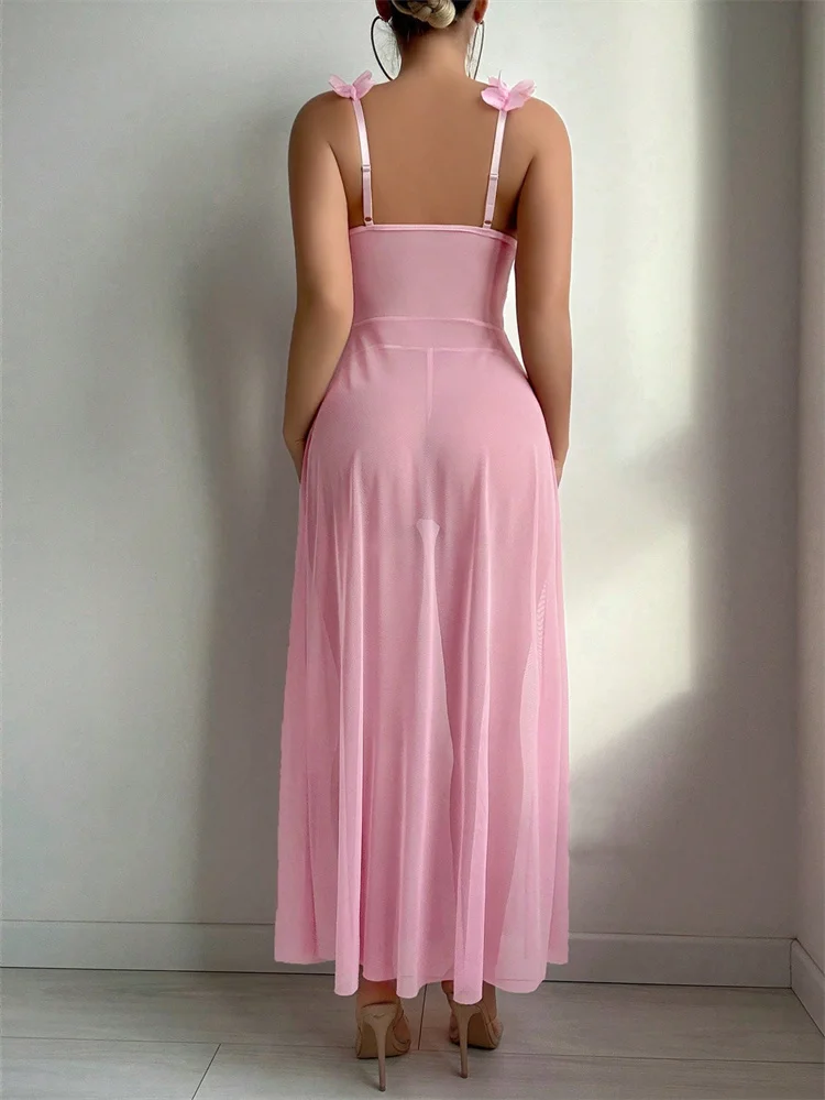 Pink Floral Lace See Through N - Summer Clothing Stores 评论和价格