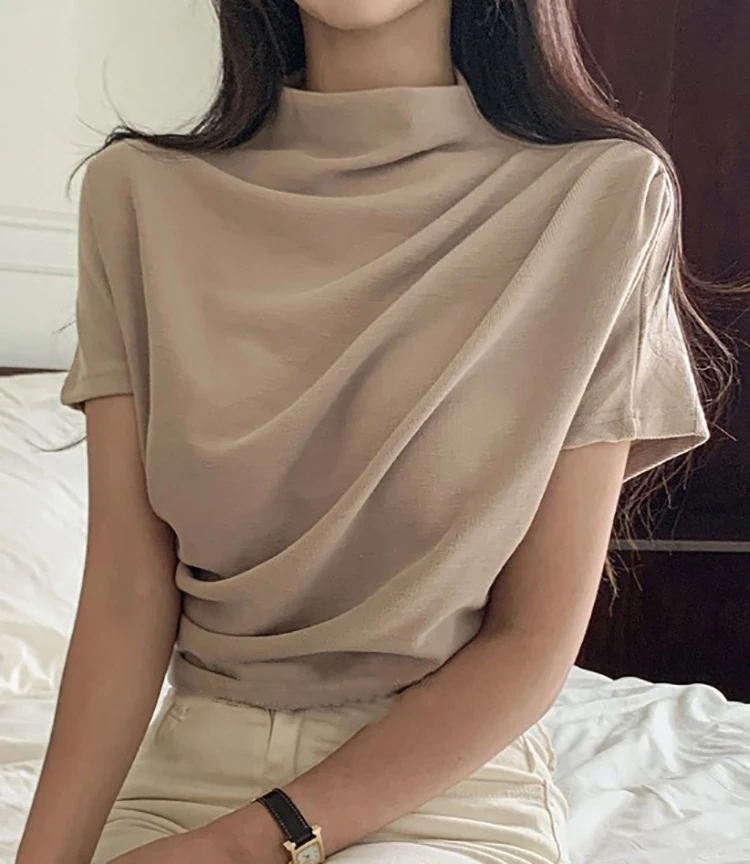 Half Turtleneck T Shirt Women  - Summer Clothing Drop 评论和价格