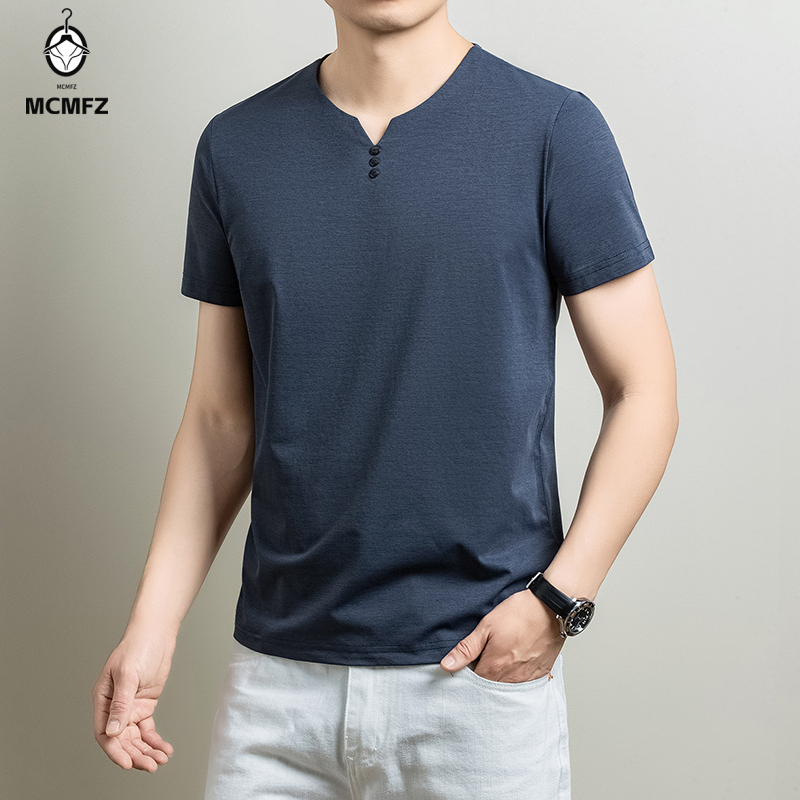 Mens Basic Henley T Shirt Comf - Summer Clothing For Young Men 评论和价格