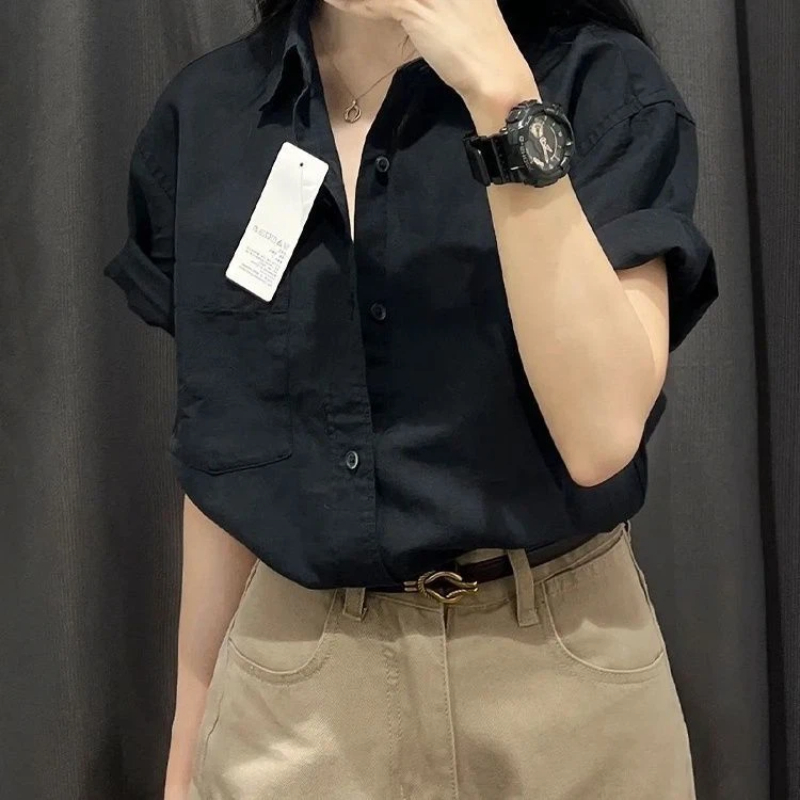 Korean Short Sleeve Polo Neck  - Summer Clothing Trends For Women 评论和价格