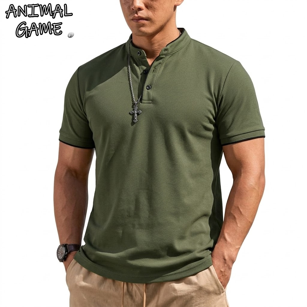 Summer Short Sleeve Henley Shi - Summer Clothing For Young Men 评论和价格