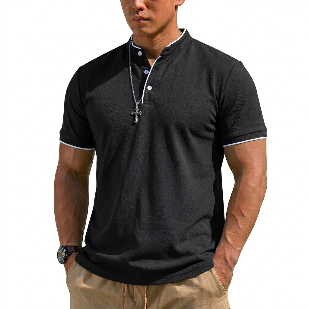 Summer Short Sleeve Henley Shi - Summer Clothing For Young Men 评论和价格