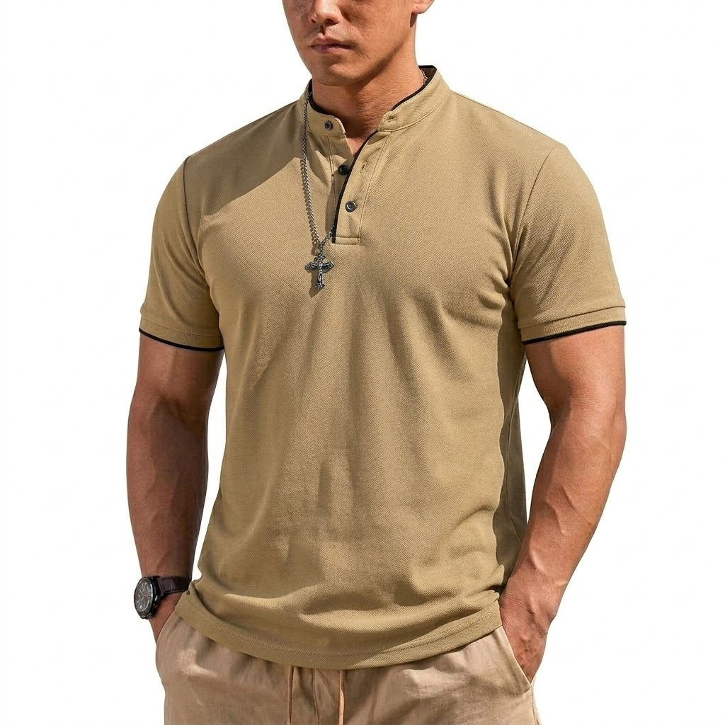 Summer Short Sleeve Henley Shi - Summer Clothing For Young Men 评论和价格