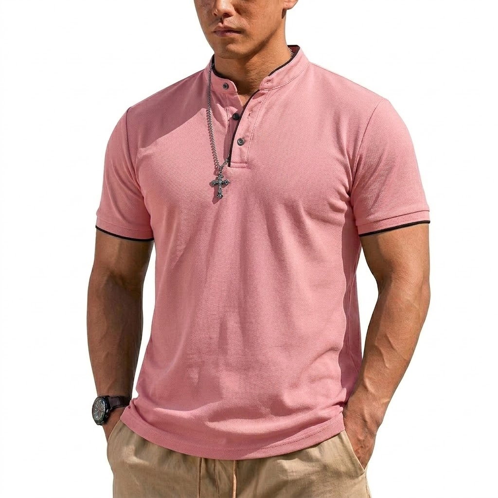 Summer Short Sleeve Henley Shi - Summer Clothing For Young Men 评论和价格
