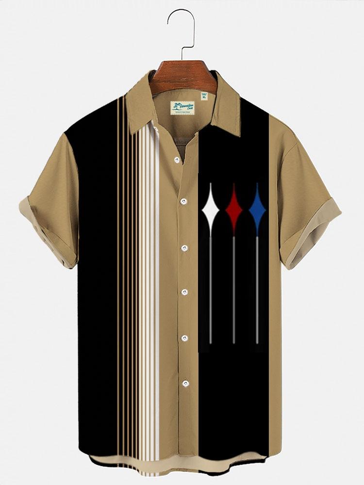 Hawaiian Shirt Harajuku Stripe - Summer Vacation Clothing Men 评论和价格