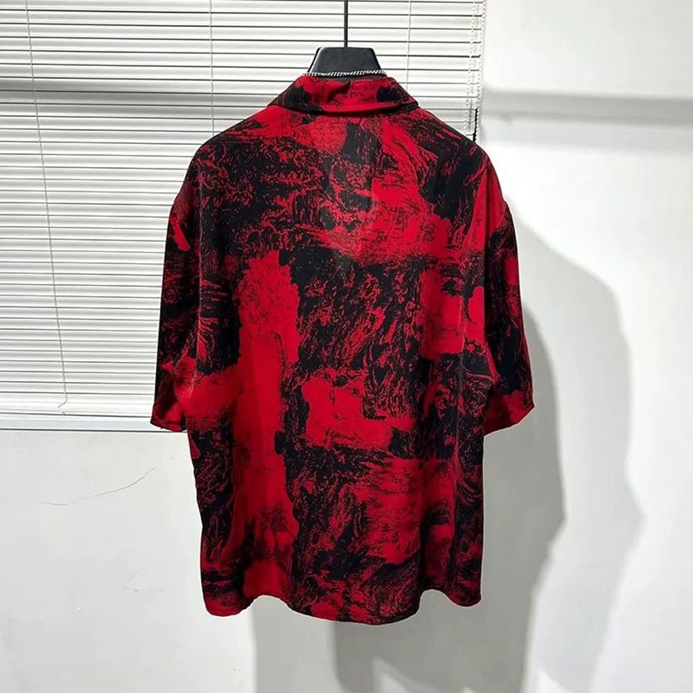 Mens Shirt Irregular Red Lands - Summer Vacation Clothing Men 评论和价格