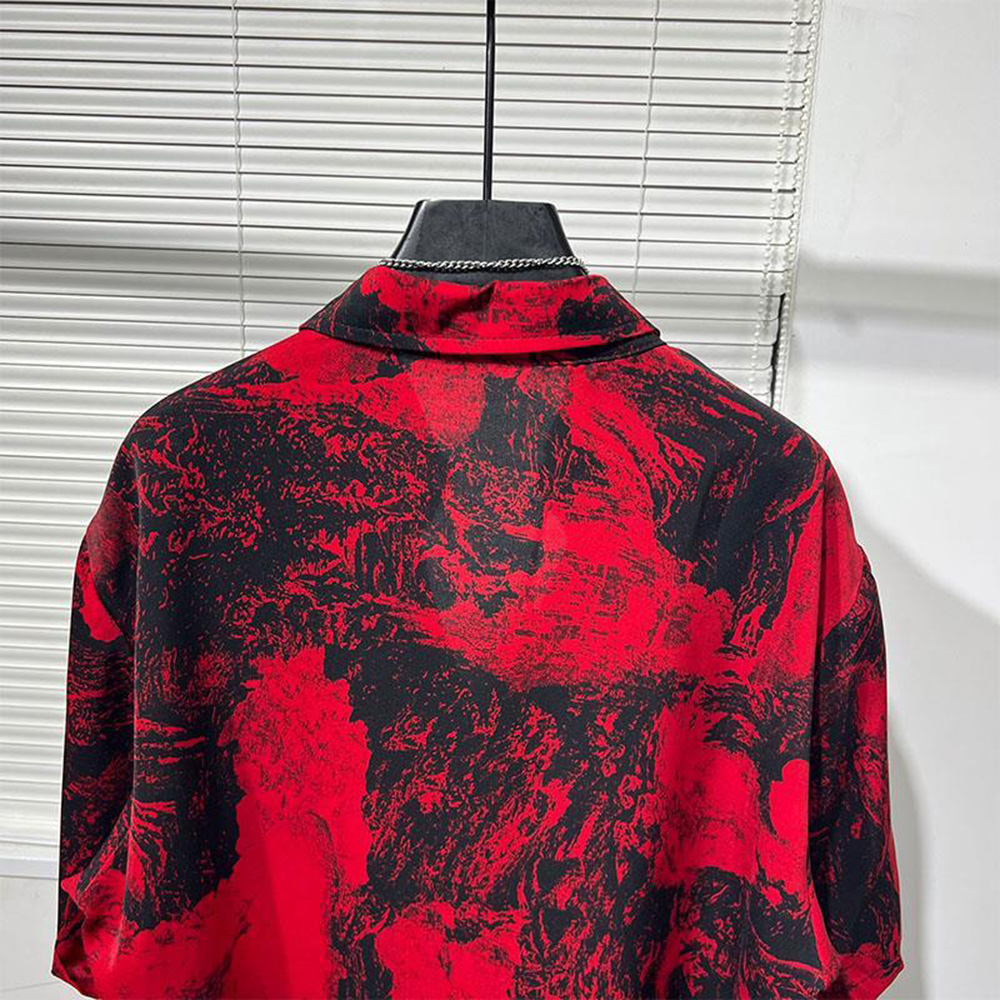 Mens Shirt Irregular Red Lands - Summer Vacation Clothing Men 评论和价格